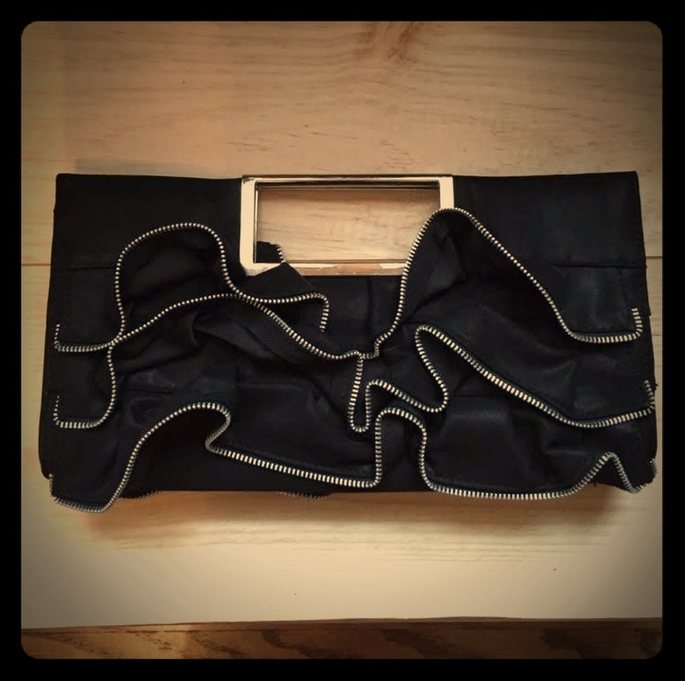Limited ruffled zipper handbag